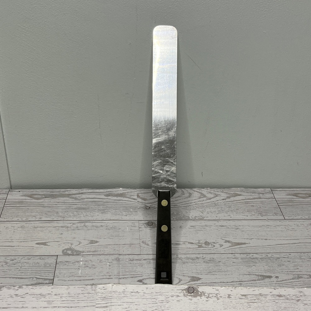 Vintage Household Stainless Steel Straight Icing Spatula Black Handle USA MCM